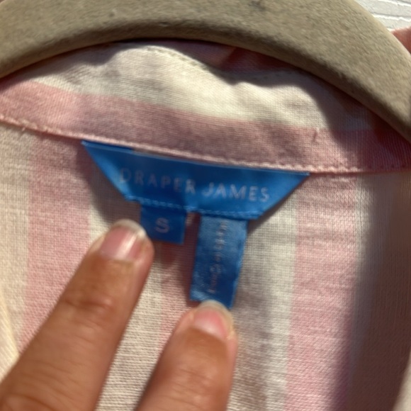 Draper James Trisha Linen Button Front Shirt Dress S Cabana Stripe Pink - Picture 3 of 8